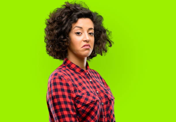 istock Beautiful arab woman having skeptical and dissatisfied look expressing Distrust, skepticism and doubt 1044268264