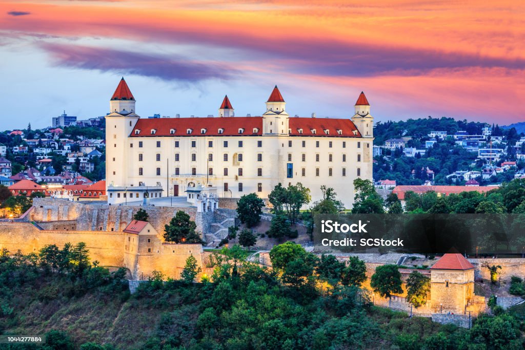 Bratislava, Slovakia. Bratislava, Slovakia. View of the Bratislava castle at the sunset. Bratislava Stock Photo
