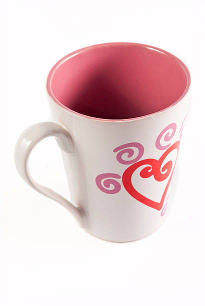 Bianco tazza con rosso cuore - foto stock