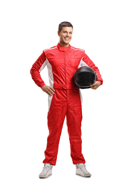 istock Racer standing and holding a helmet 1044280846