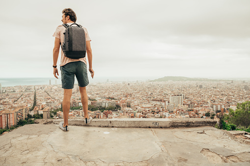 Man looking at Barcelona