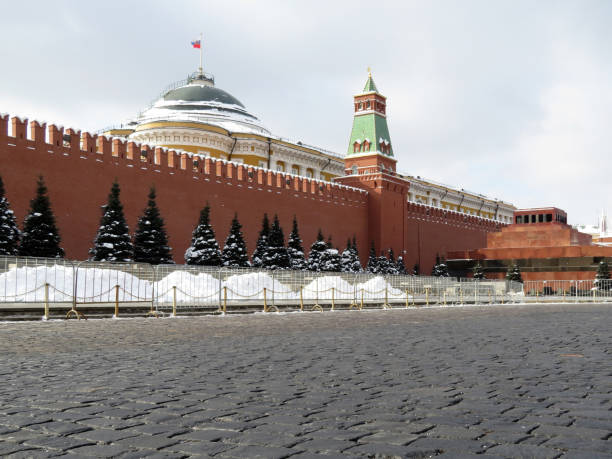 istock Red square in Moscow after snowfall 1044298240