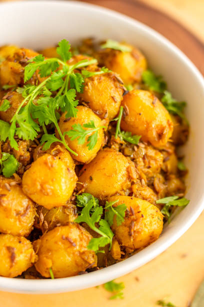 Potato Curry with Cumin Seeds stock photo