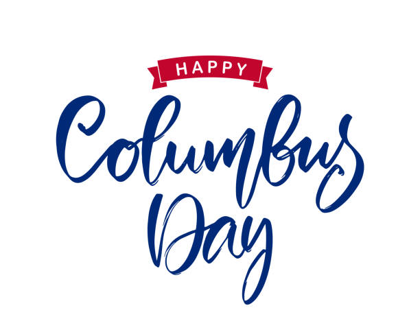 istock Vector handwritten calligraphic brush type lettering of Happy Columbus Day. 1044307318