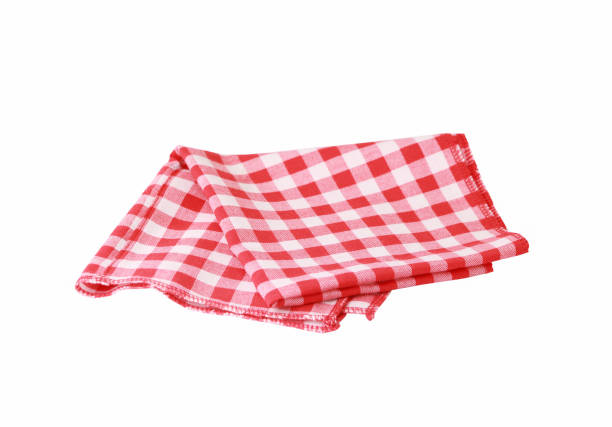 istock Red napkin in cage isolated on white background 1044315520