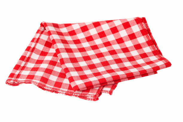 istock Red napkin in cage isolated on white background 1044315782