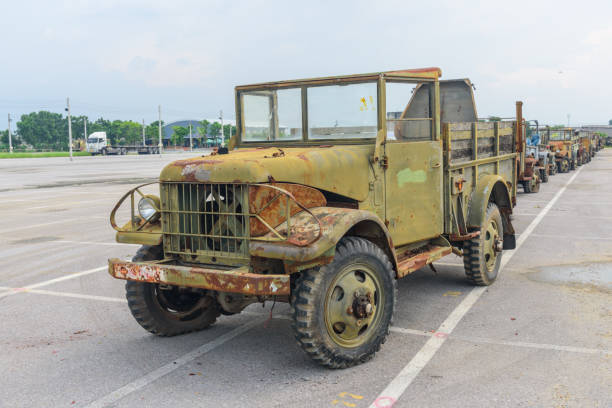 istock Old jeep car for showing on street 1044319474