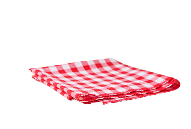 istock Red napkin in cage isolated on white background 1044322700