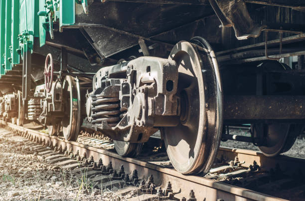 istock Metal wheel of a train car 1044326304