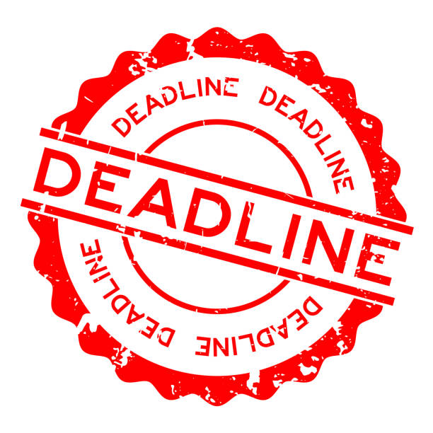 istock Grunge red deadline word round rubber seal stamp on white background 1044326868