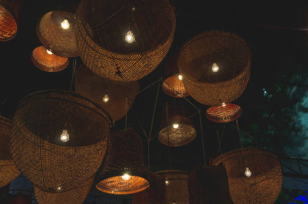istock Decorative lamps of basketry decor style in night light 1044328104