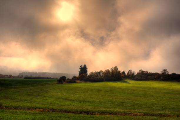 istock Autumn landscape in the fog 1044331334