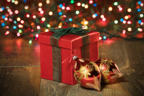 istock Christmas Present With Glass Ornaments 1044331432