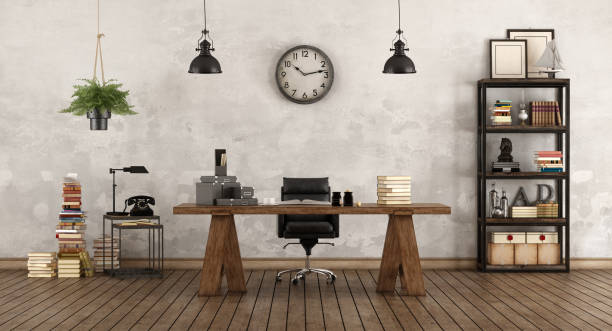 istock Retro office with vintage furniture 1044335428