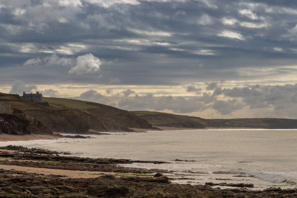 istock Across the bay at Porthleven, Cornwall, on an overcast day 1044336300