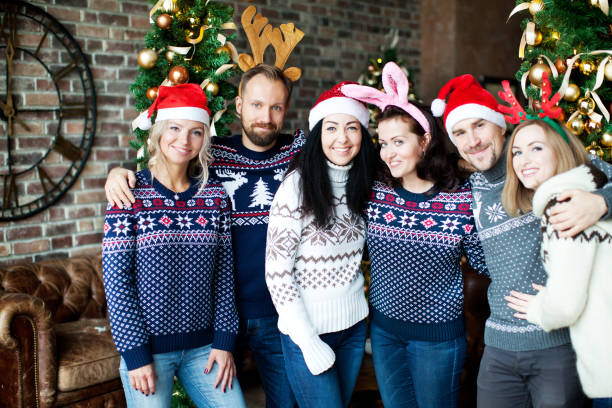 istock Friends celebrating Christmas at home 1044339206