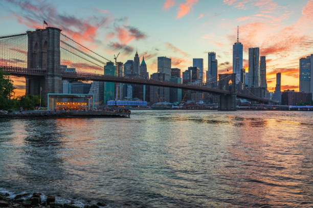 istock View to Manhattan Skyline form the Brooklyn Bridge Park 1044343762