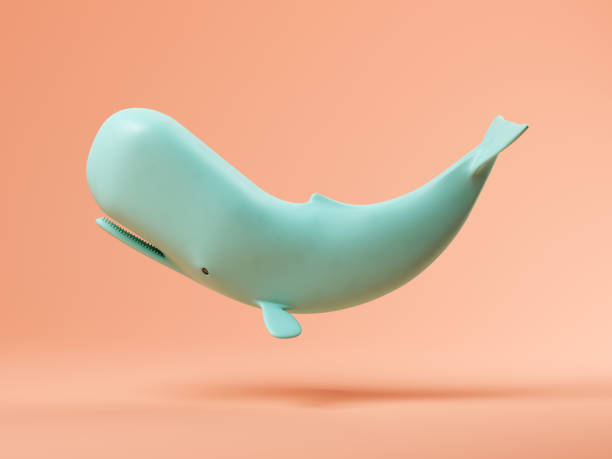 istock Blue whale on pink background 3D illustration 1044344430