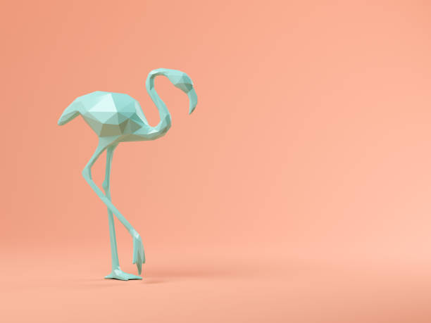 istock Blue flamingo on pink background 3D illustration 1044344440