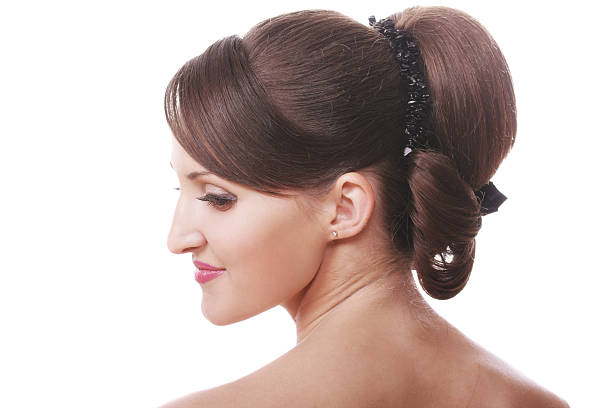 Brunette head and shoulders stock photo