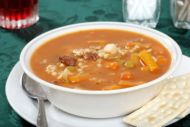 istock beef barley soup focus on front bowl rim 104434671
