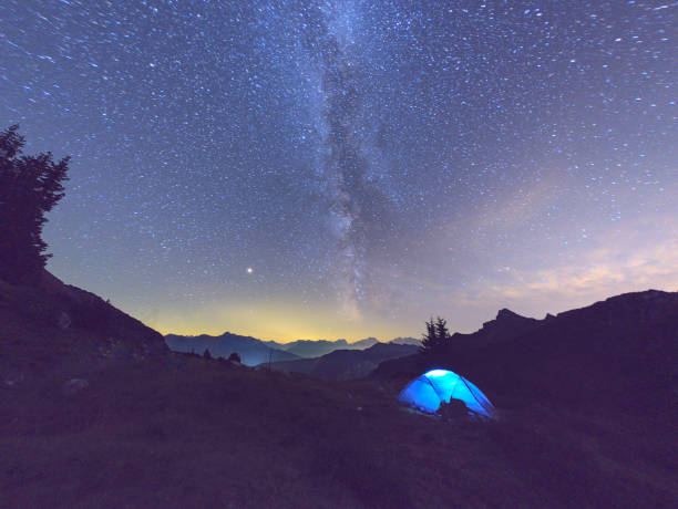 istock Tent in the mountains under the stars 1044347476