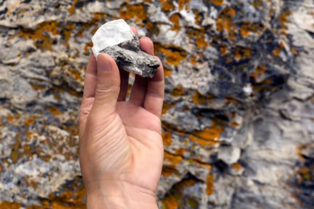 istock mineralogical sample of limestone with mica 1044347692