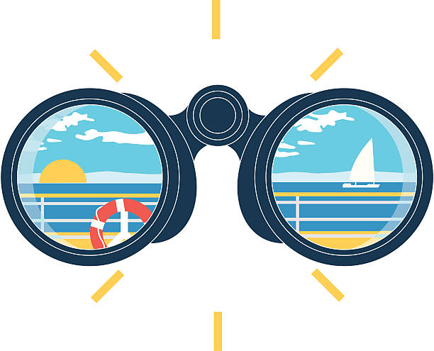 ilustrações, clipart, desenhos animados e ícones de vista de binóculo - looking at view searching looking sea