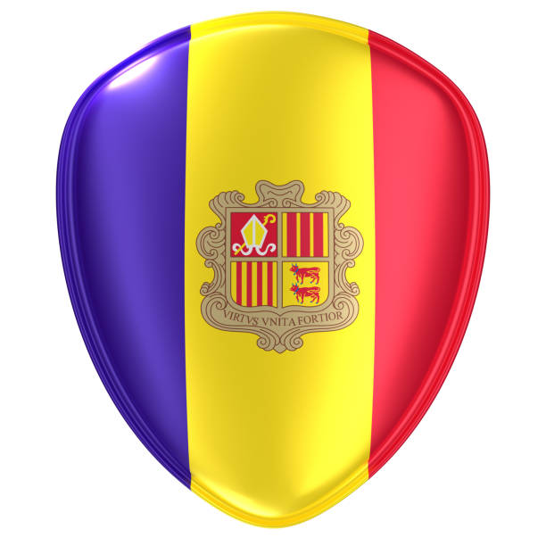 3d rendering of an Andorra flag icon on white background.