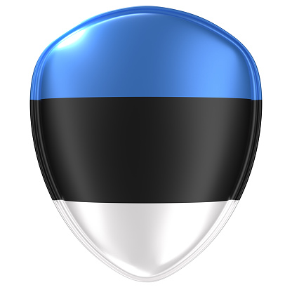 3d rendering of an Estonia flag icon on white background.