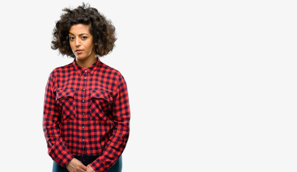 istock Beautiful arab woman doubt expression, confuse and wonder concept, uncertain future 1044357984