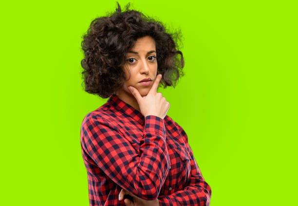 istock Beautiful arab woman doubt expression, confuse and wonder concept, uncertain future 1044358038