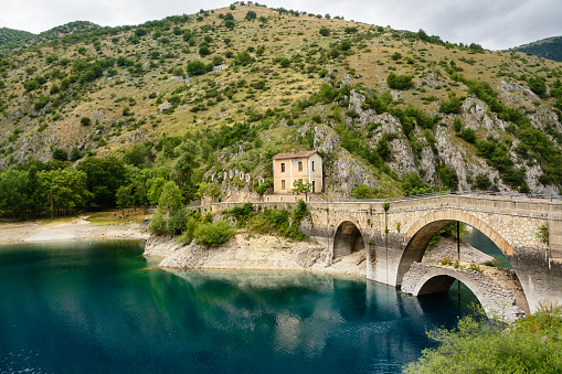 Bridge over the Lake of San Domenico in the Gorges of Sagittarius (Italy)