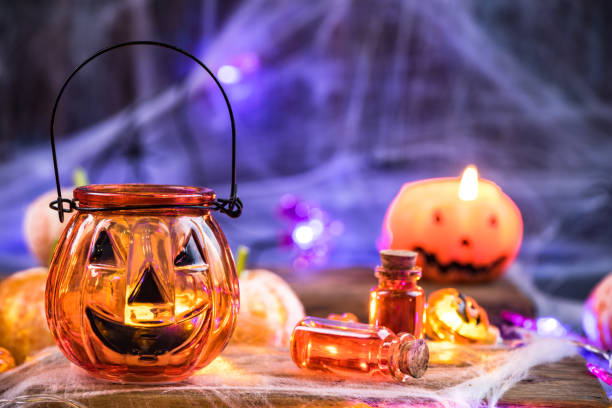 istock Halloween table decorations, festive food 1044358664