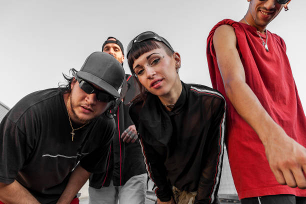 istock group of rappers posing on the metal rooftops 1044362056