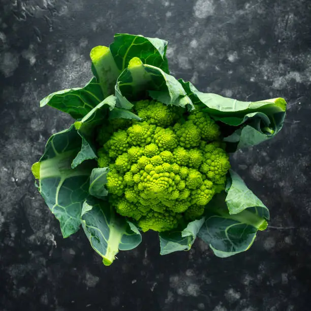 Fresh organic romanesco broccoli cauliflower.