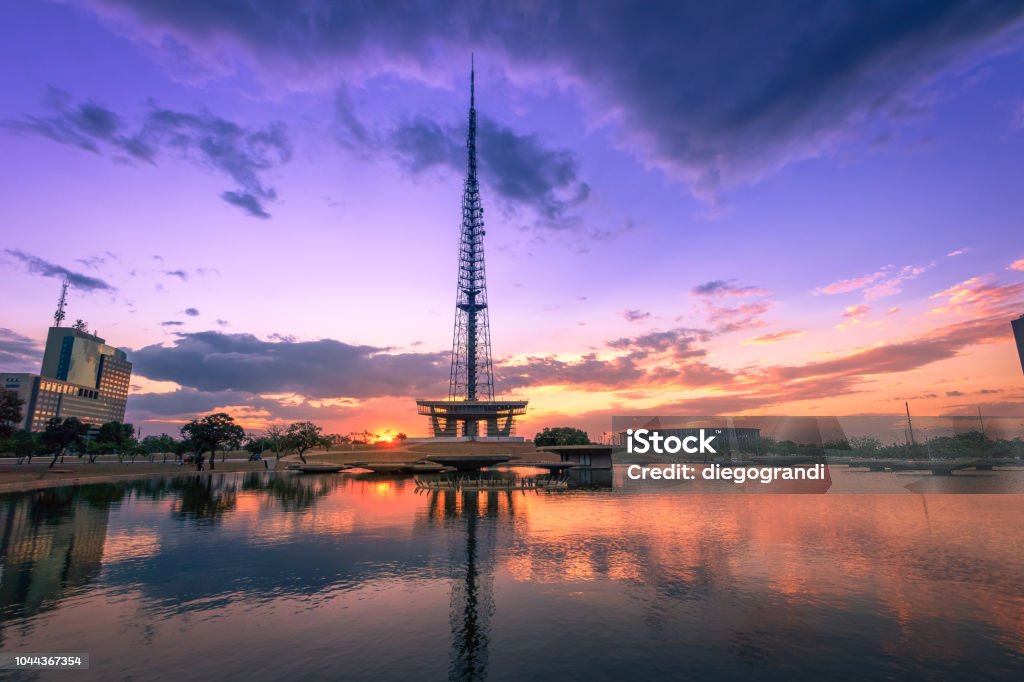 Brasilia TV Tower at sunset - Brasilia, Distrito Federal, Brazil Brasilia Stock Photo