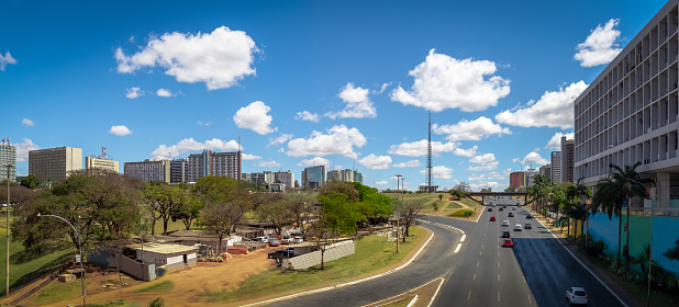 Panoramic view of Monumental Axis Avenue and Brasilia TV Tower - Brasilia, Distrito Federal, Brazil