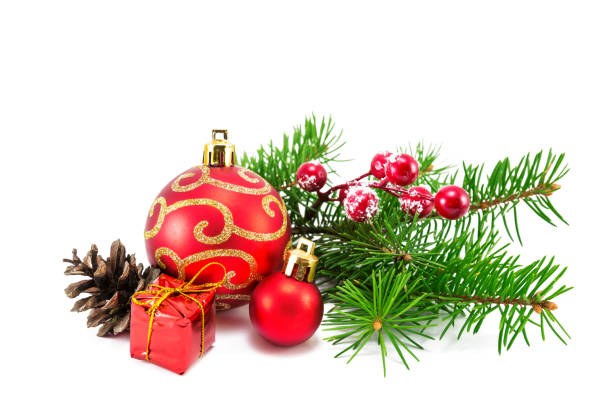 istock Christmas decoration with red christmas balls 1044376358
