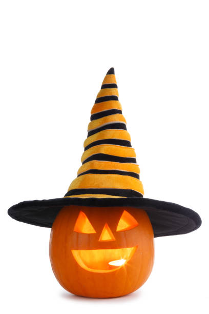 istock Halloween pumpkin with witches hat 1044377958