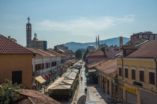 istock Top view of Skoder city, Albania 1044385226