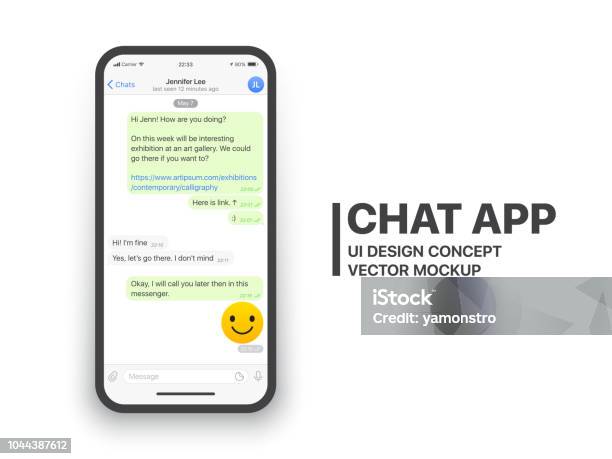 Mobile Chat App Vector Mockup Stock Illustration - Download Image Now - Online Messaging, Brand Name Online Messaging Platform, Discussion