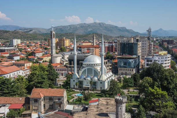 istock Top view of Skoder city, Albania 1044387638