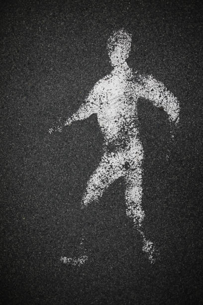 Pedestrian sign on an asphalt