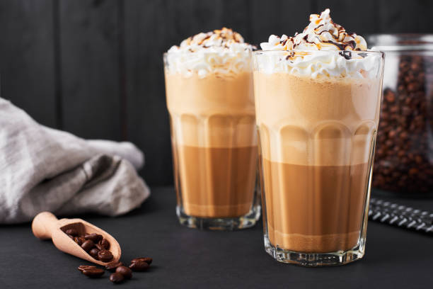 istock Iced caramel latte coffee in a tall glass 1044388178