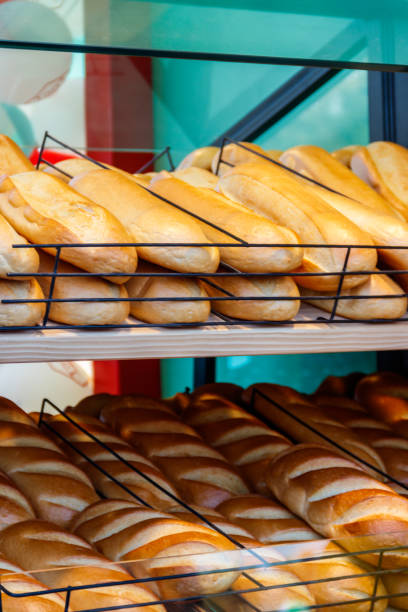istock Fresh bread on the shelf in the store 1044391268