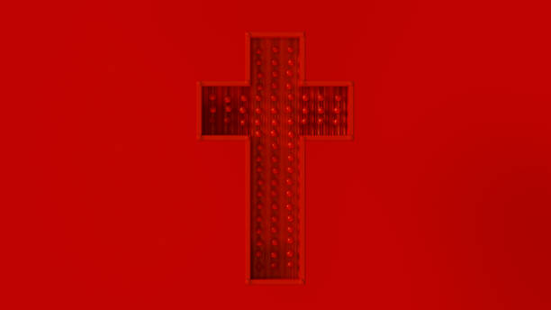 Red Modern Christian Cross Concept 3D illustration