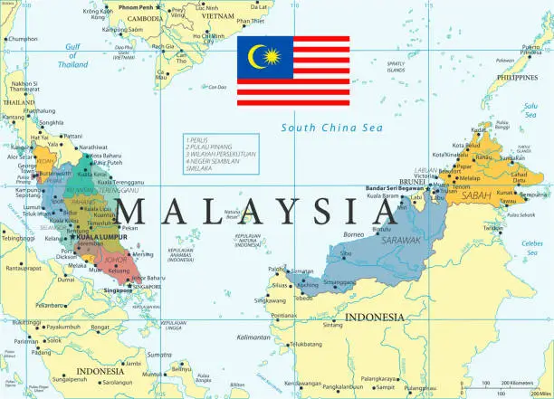 Vector illustration of 28 - Malaysia - Color2 10
