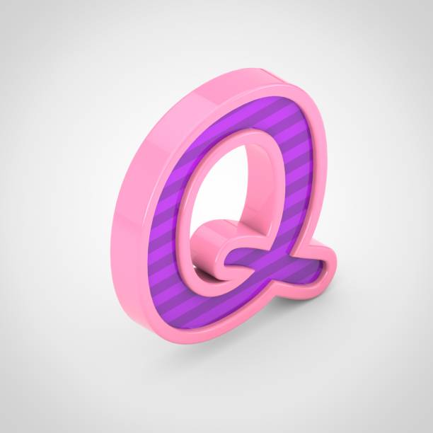 istock Pink letter Q uppercase with violet stripes isolated on white background. 1044398946
