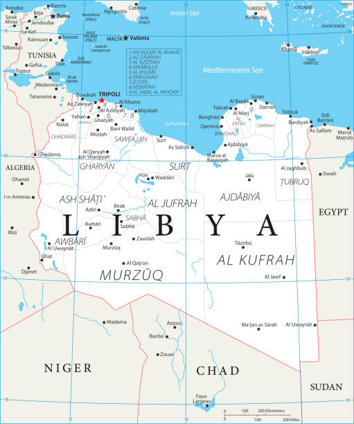 Map of Libya - Vector Map of Libya - Vector illustration libya map stock illustrations